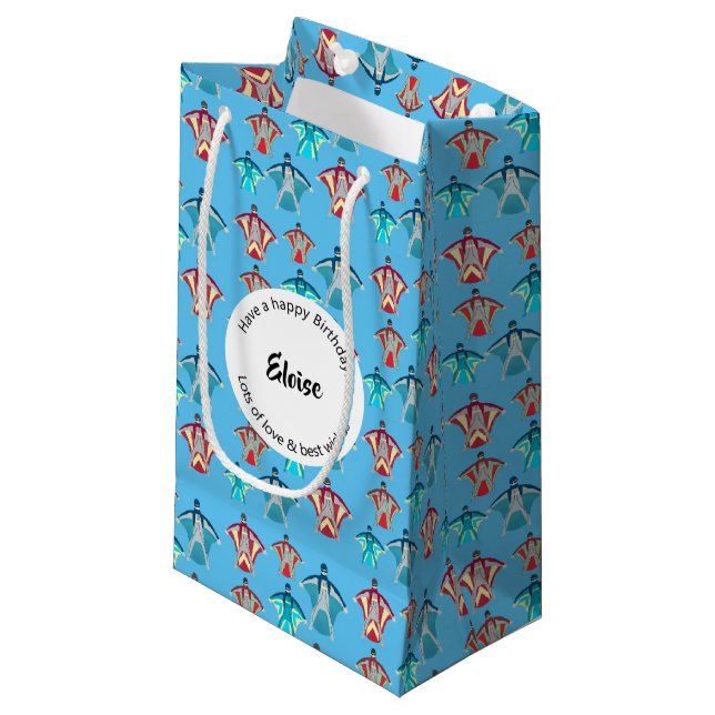 Wingsuit Skydiving Small Gift Bag (Front Angled)