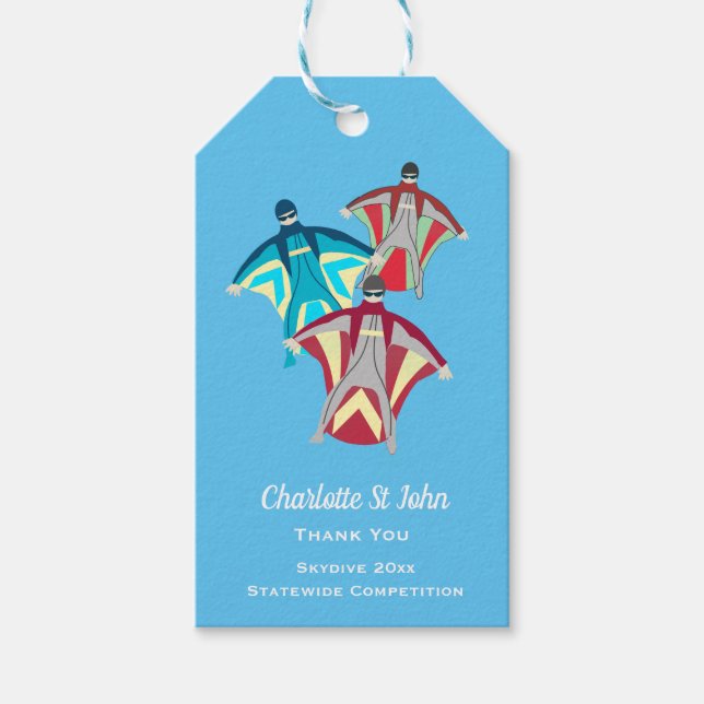 Wingsuit Skydiving Themed Gift Tags (Front)