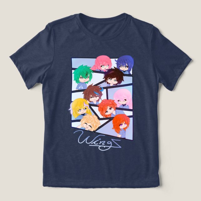 Wingz Multi Characters Tri-Blend Shirt (Design Front)