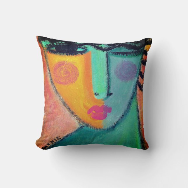 Wink Abstract Portrait of a Woman Throw Pillow (Front)