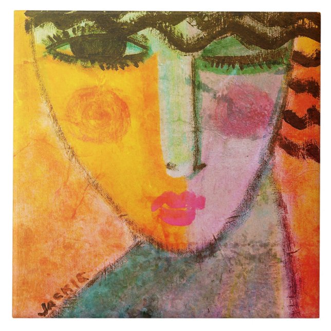 Wink Abstract Portrait of a Woman Tile (Front)