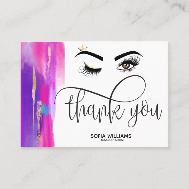 Wink Beautiful Brown Eye pink abstract art Referral Card (Front)