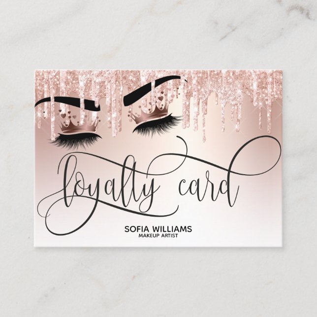 Wink Beautiful Brown Eye with Gold Crown Loyalty Referral Card (Front)