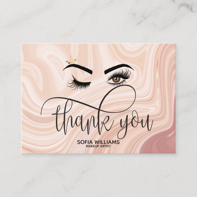 Wink Beautiful  Eye dusty pink marble Aftercare Referral Card (Front)