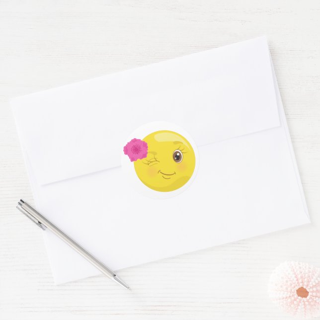 Wink Emoji With Flower Stickers | Zazzle