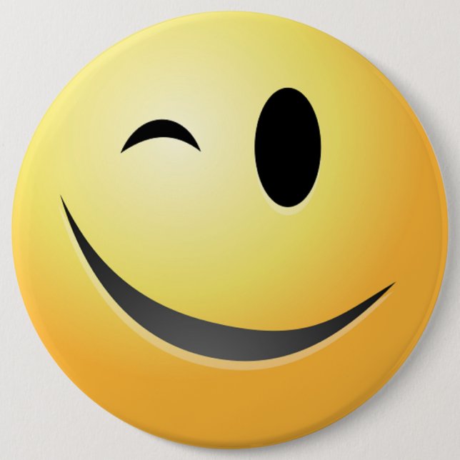 WINK FACE 6 INCH ROUND BUTTON (Front)