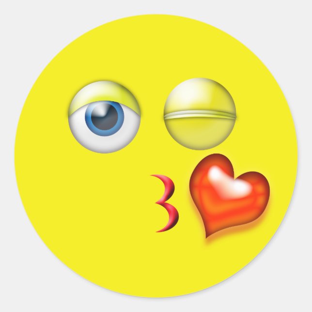 Wink Kiss Emoji Classic Round Sticker (Front)
