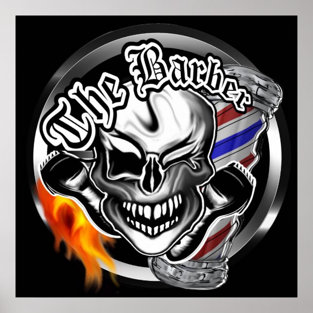 Winking Barber Skull Poster (Front)