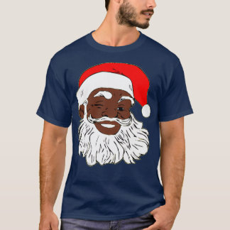 Winking Black Santa Claus Christmas XMAS T-Shirt