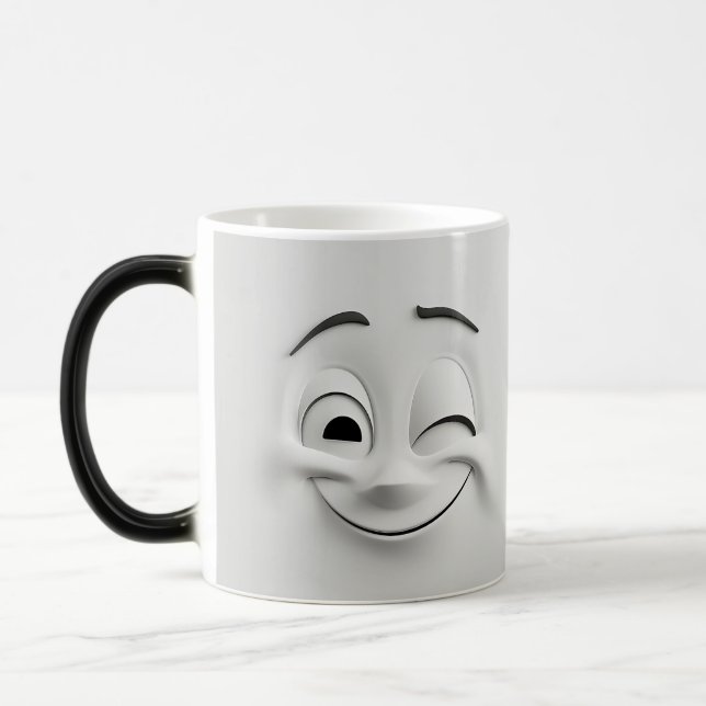Winking Cartoon Face 3D Magic Mug (Left)