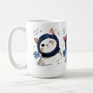Winking Cat with Cozy Knit Scarf Coffee Mug