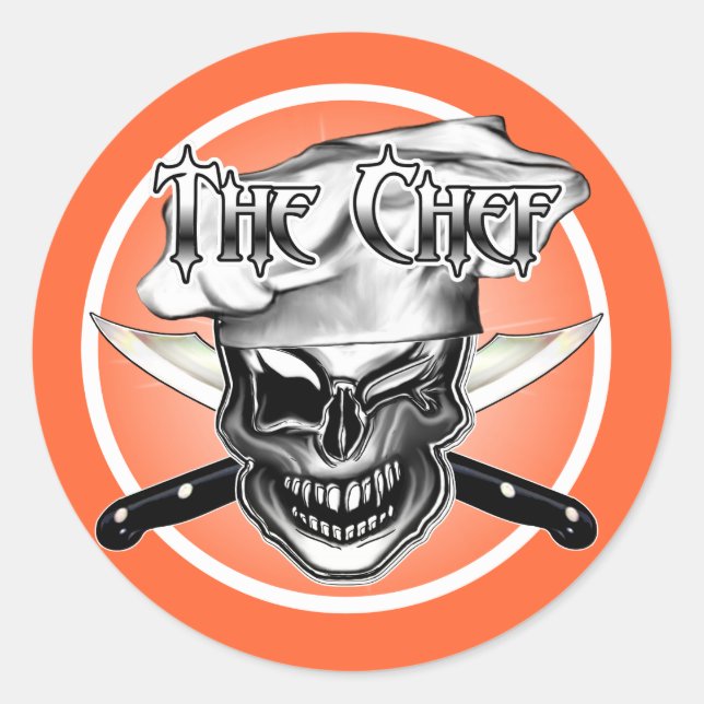 Winking Chef Skull Classic Round Sticker (Front)