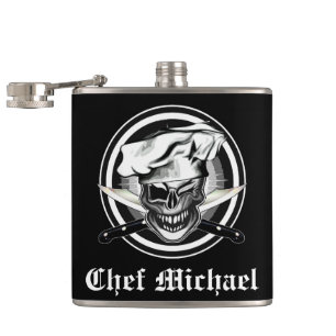 Winking Chef Skull Hip Flask