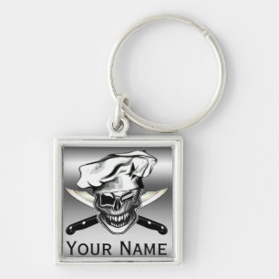 Winking Chef Skull Keychain