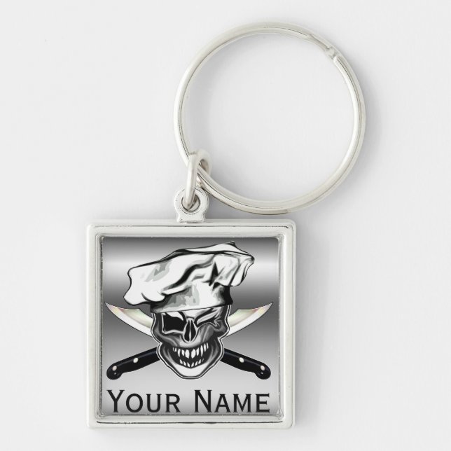 Winking Chef Skull Keychain (Front)