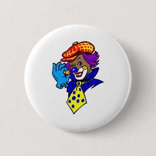 Winking Clown with Marble 2 Inch Round Button