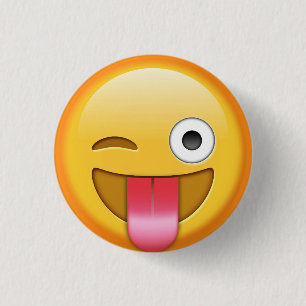 Winking emoji badge 1 inch round button
