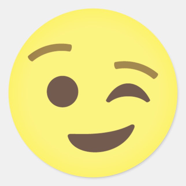 Winking Emoji Classic Round Sticker (Front)
