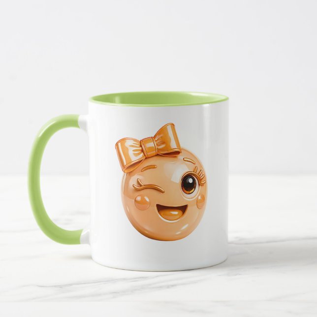 Winking Emoji Face Illustration Mug (Left)