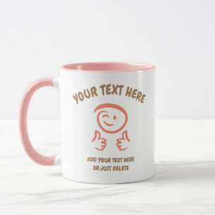 Winking Emoji Face Two Thumbs Up. Doodle. Template Mug