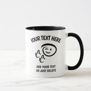 Winking Emoji Face Two Thumbs Up. Doodle. Template Mug