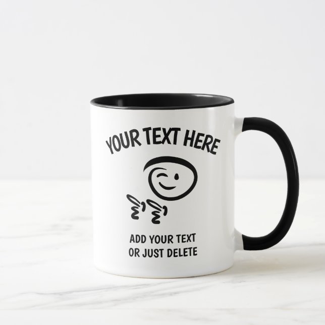 Winking Emoji Face with Fingerguns Doodle Template Mug (Right)