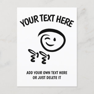 Winking Emoji Face with Fingerguns Doodle Template Postcard