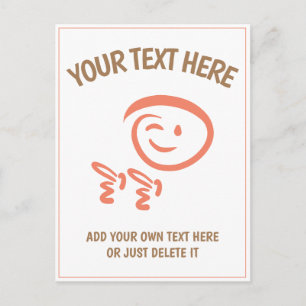 Winking Emoji Face with Fingerguns Doodle Template Postcard