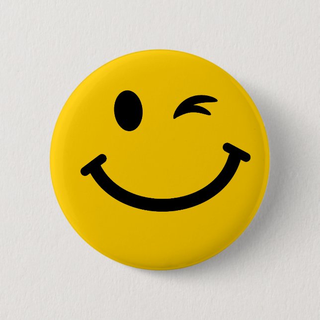 Winking face 2 inch round button (Front)