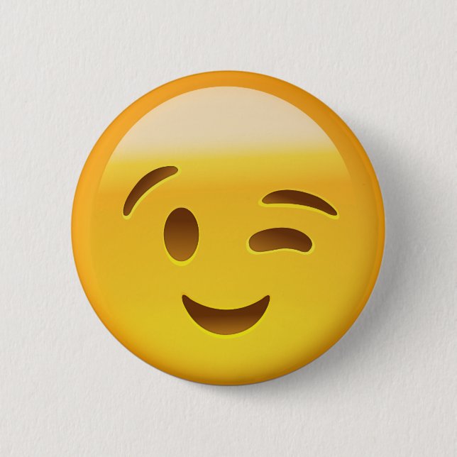 Winking Face Emoij 2 Inch Round Button (Front)