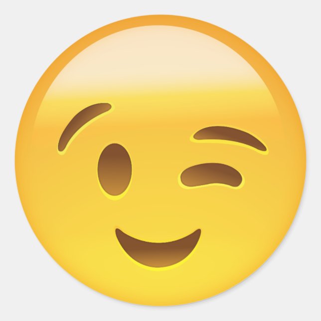 Winking Face Emoij Classic Round Sticker (Front)