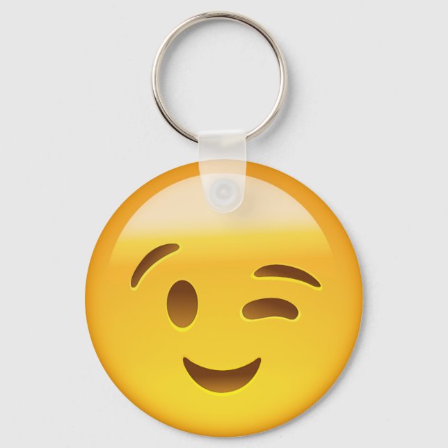 Winking Face Emoij Keychain (Front)