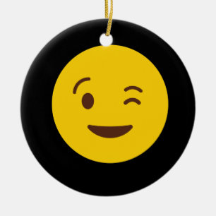 Winking Face Emoji TShirt Ceramic Ornament