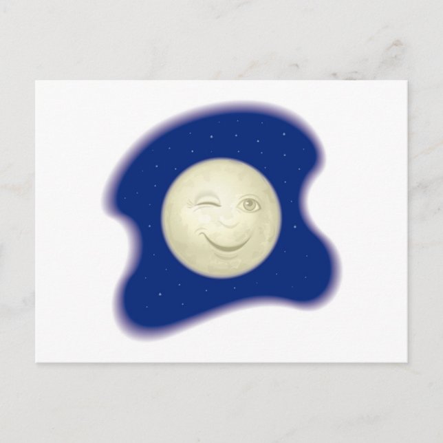 Winking Full Moon Vignette Postcard (Front)
