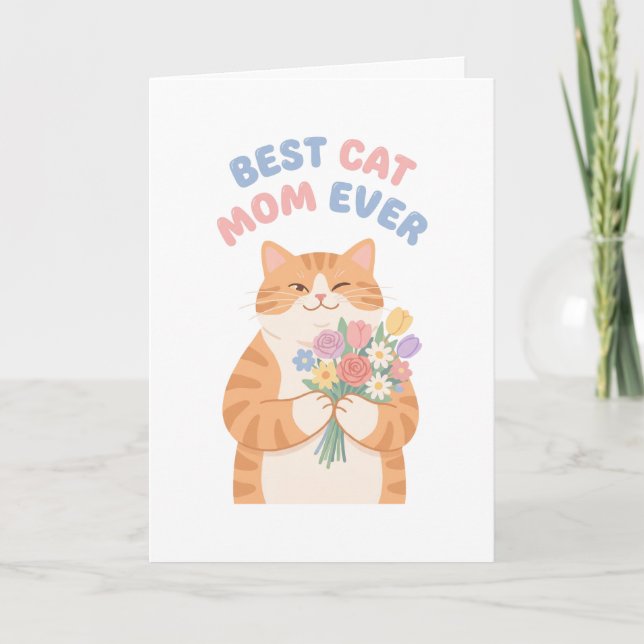 Winking Ginger Tabby Cat Mother's Day Art Card (Front)