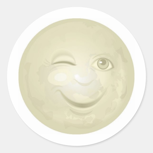 Winking Honeymoon Face Classic Round Sticker (Front)