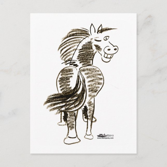 Winking Horse Good Luck! Postcard (Front)