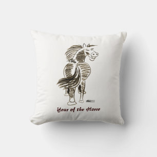 Winking Horse Good Luck! Throw Pillow