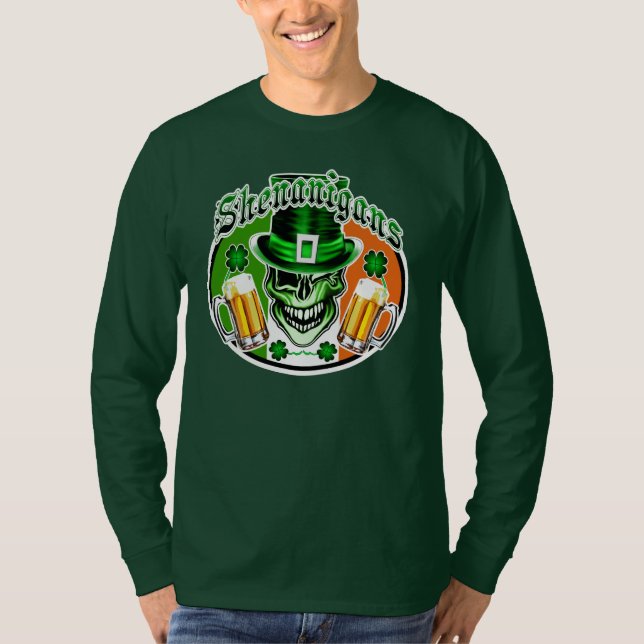 Winking Leprechaun Skull: Shenanigans 2 T-Shirt (Front)