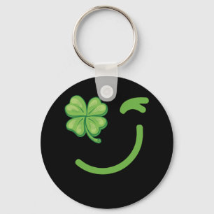 Winking Lucky Four Leaf Clover St. Patricks Day Keychain