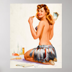 Winking Pin Up Poster