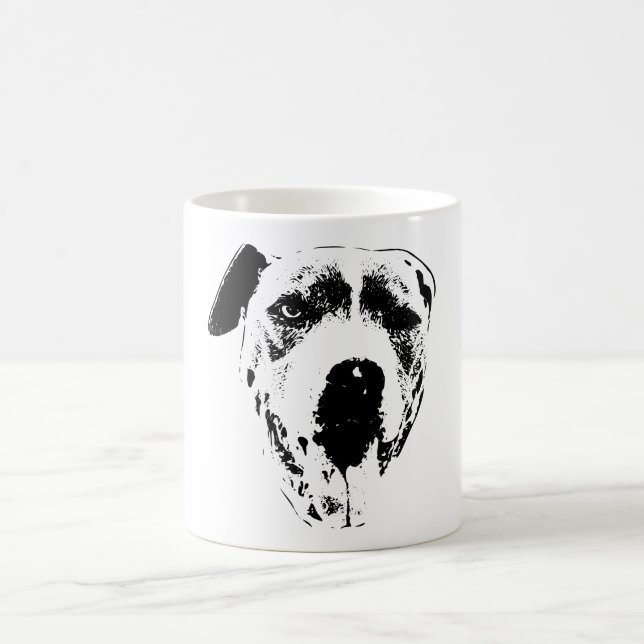 Winking Pitbull Mix, Close-Up Ink Smile Coffee Mug (Center)
