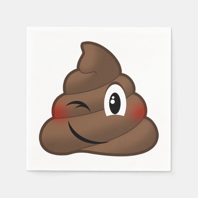 Winking Poop Emoji Napkin (Front)