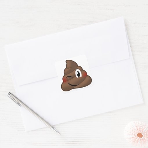 Winking Poop Emoji Square Sticker | Zazzle