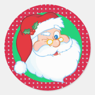 Winking Santa Claus Holiday Classic Round Sticker