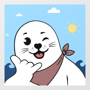 Winking Seal Wearing a Bandana Throwing Shaka Sign