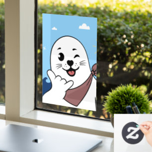 Winking Seal Wearing a Bandana Throwing Shaka Sign