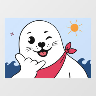 Winking Seal Wearing a Bandana Throwing Shaka Sign