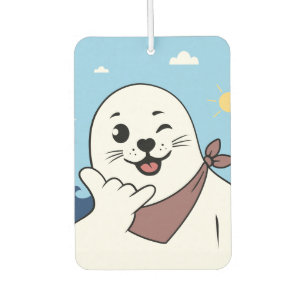 Winking Seal Wearing a Bandana Throwing Shaka Sign Air Freshener