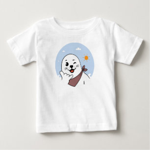 Winking Seal Wearing a Bandana Throwing Shaka Sign Baby T-Shirt